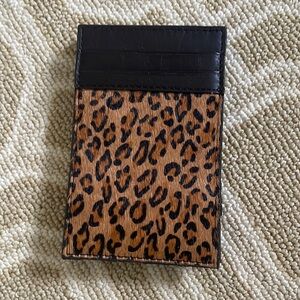 JCREW cheetah print horsehair card holder